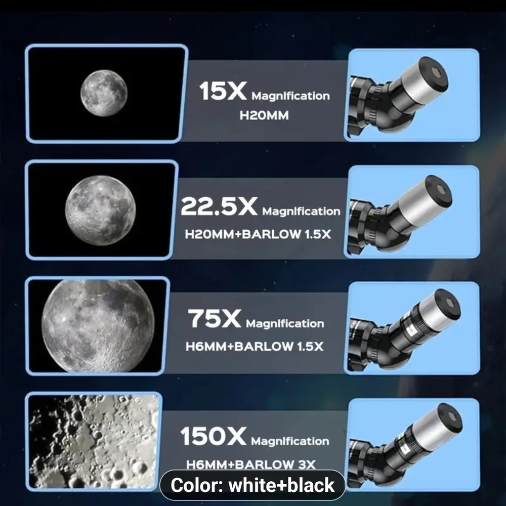 High-Performance Black and White Telescope with Smartphone Adapter